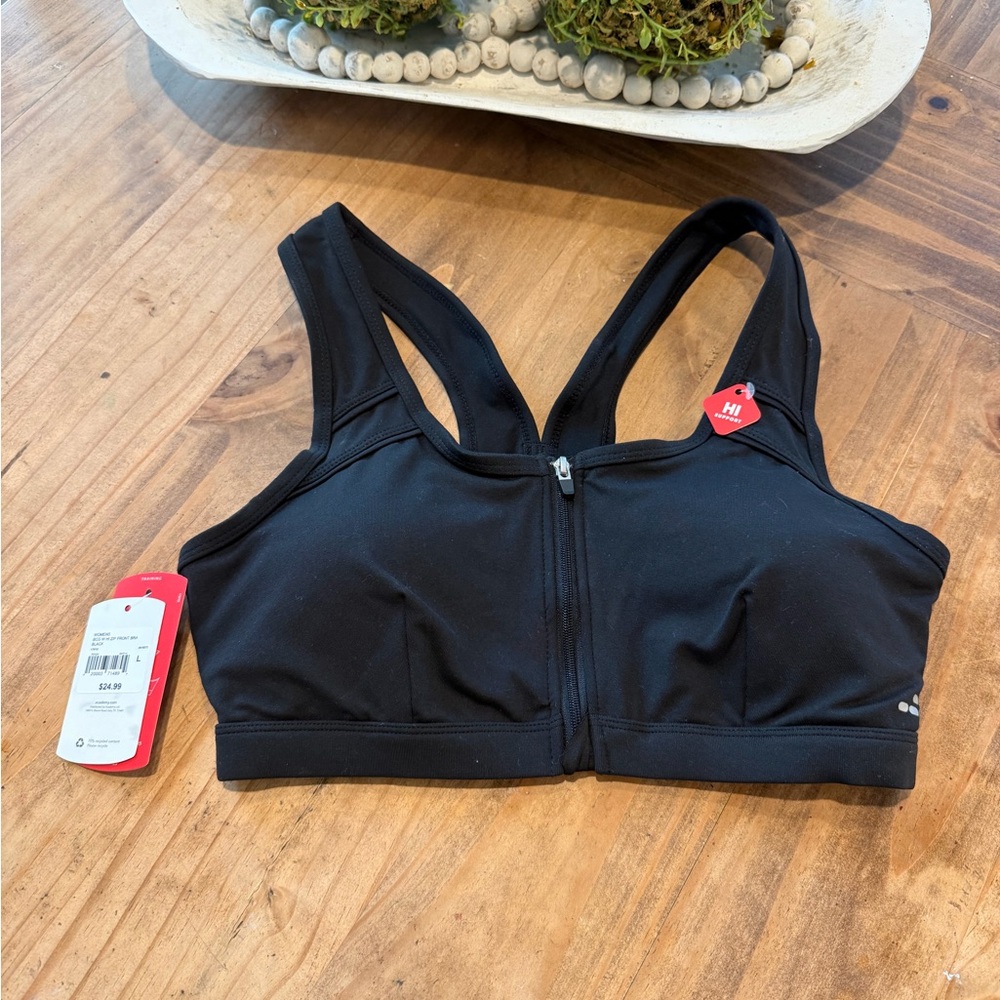 BCG Black Zip-Front Sports Bra